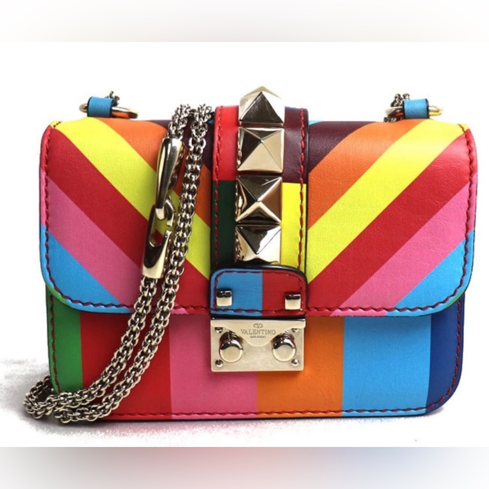 Valentino Garavani Rainbow Rockstud Shoulder/Crossbody Bag with Gold Chain Strap